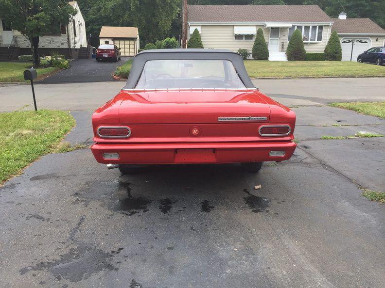 Rear of a red Rambler convertible after GTCustomz paint work