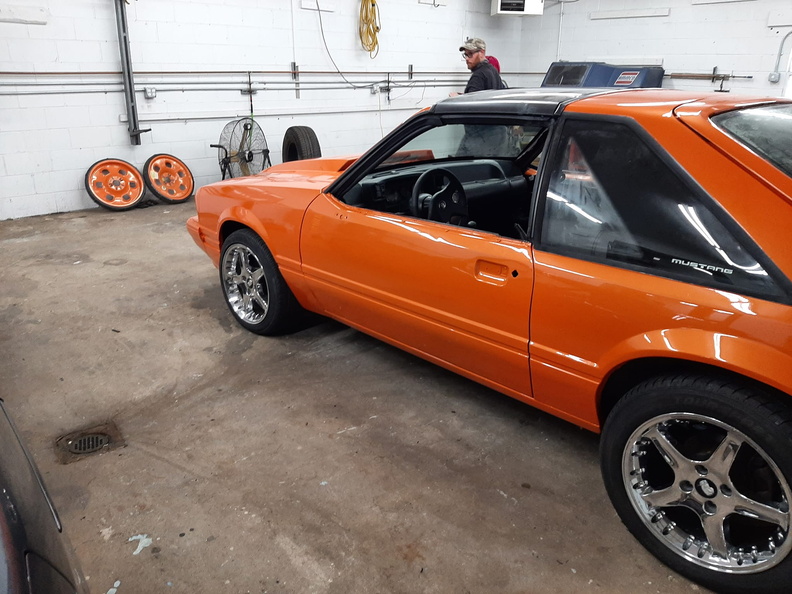 Fox-body Mustang finished in custom orange